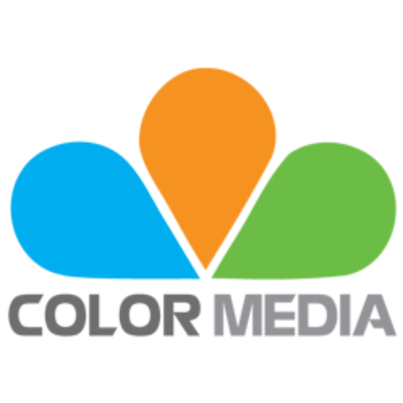 Color Media logo with three colorful teardrop shapes and text.