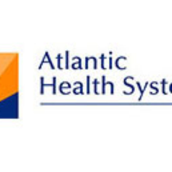 Logo of Atlantic Health System featuring blue text and an orange-blue graphic.
