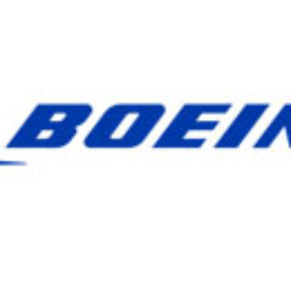 The Boeing logo in blue text on a white background.